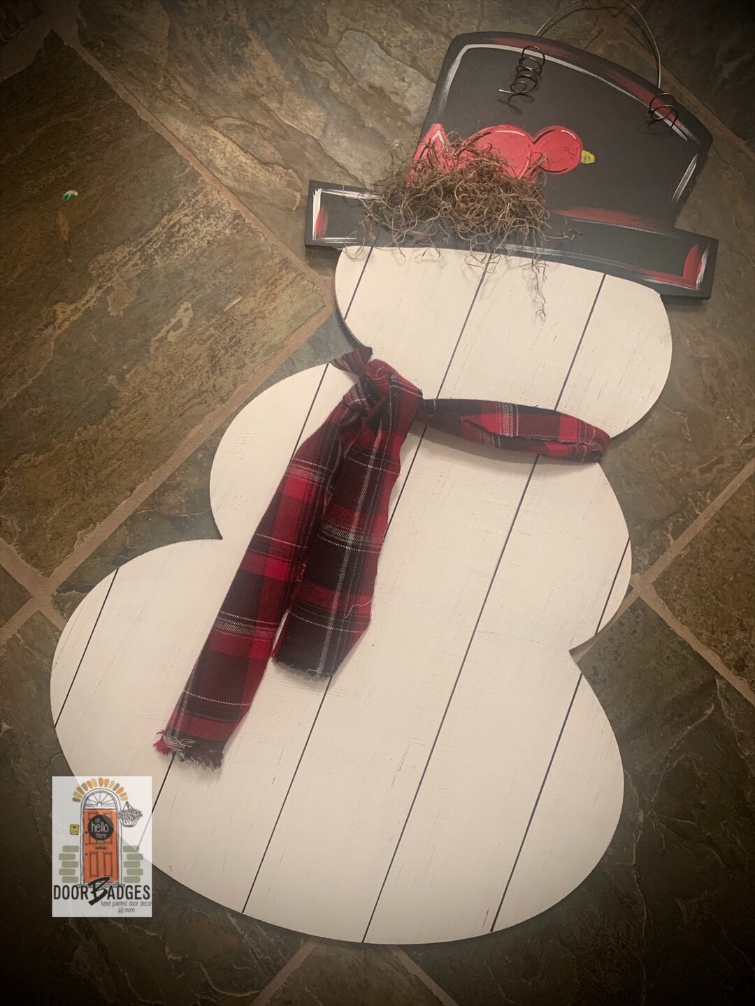 Farmhouse Christmas Snowman Door Hanger - Rustic Snowman Door Decor ...