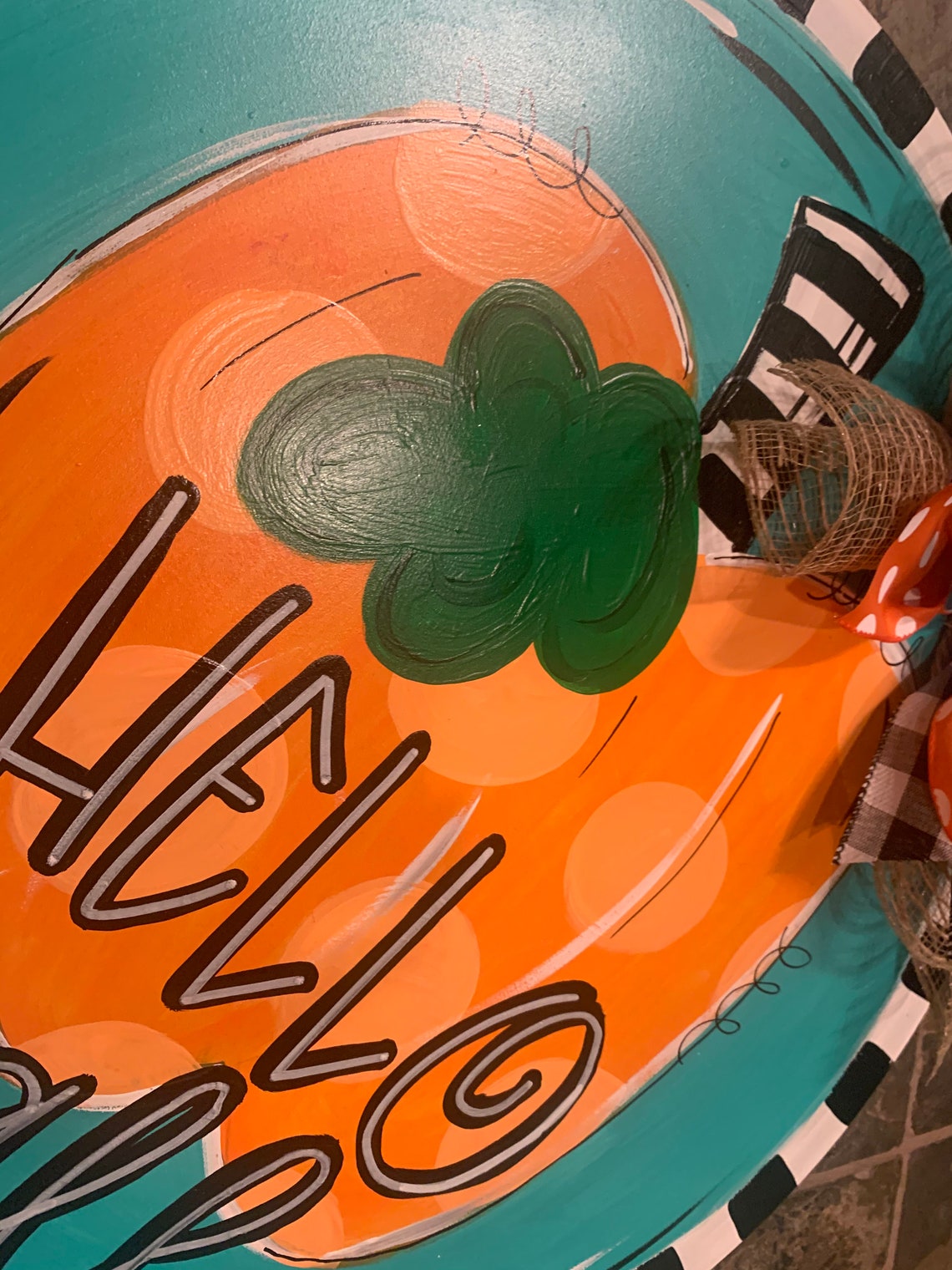 Fall Pumpkin Door Hanger Hello Fall Pumpkin Decor Fall Etsy