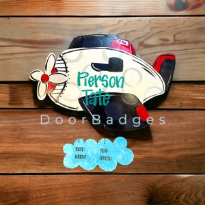 Baby Announcement Door Hanger - baby boy - Airplane - hospital door hanger - birth door decor - nursery decor - hand painted