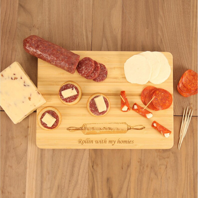 Engraved Bamboo Cutting Board Rollin With My Homies