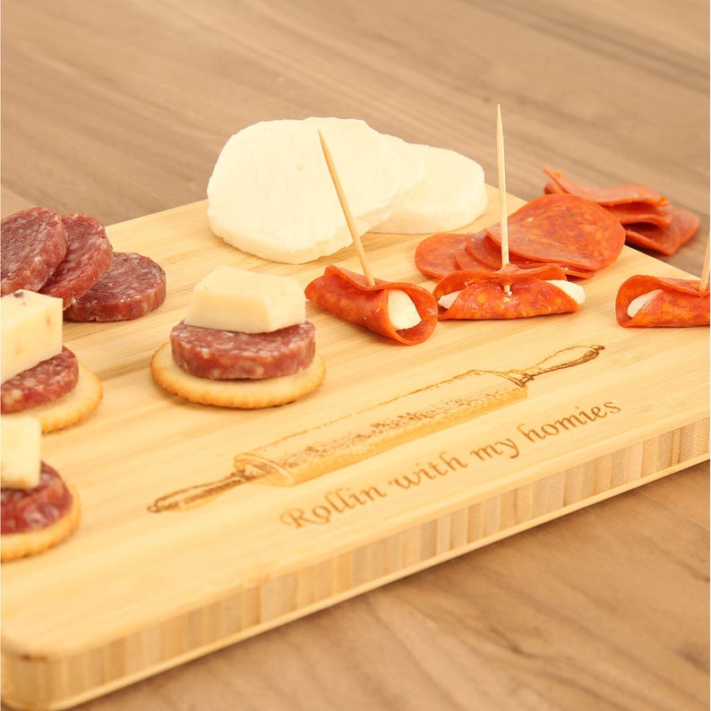 Engraved Bamboo Cutting Board Rollin With My Homies