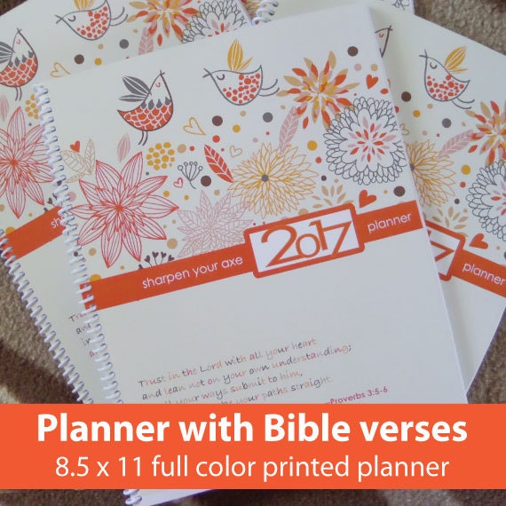 Items similar to 2017 printed planner with Bible verses and daily Bible