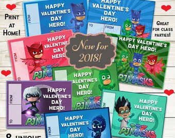 INSTANT DOWNLOAD PJ Masks Super Hero Valentines Download and | Etsy