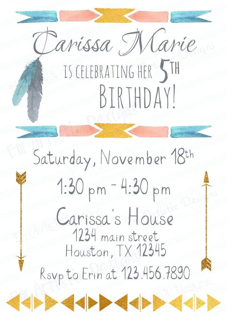 PRINT AT HOME Birthday Party Invitations A7customized - Etsy