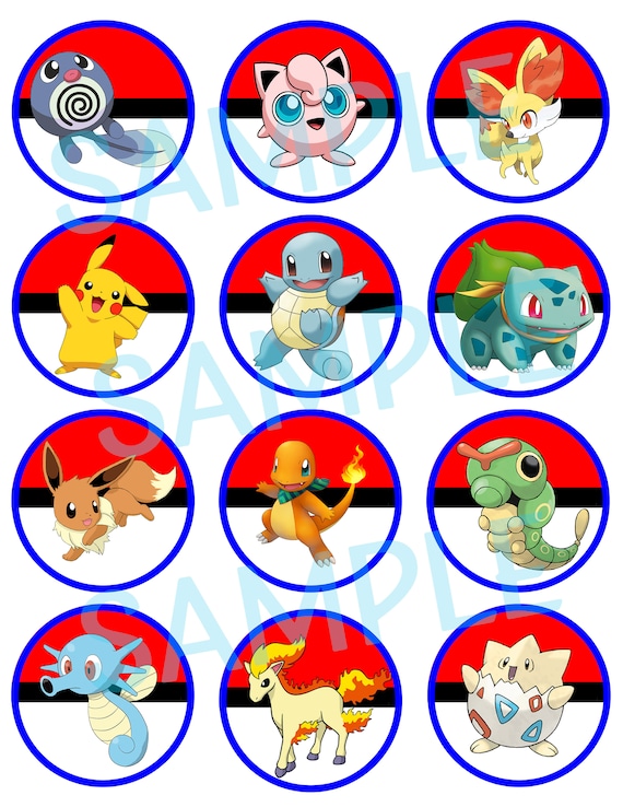 Instant Download Pokemon Inspired Cupcake Toppers Print At Etsy - 26 pikachu clipart roblox free clip art stock illustrations