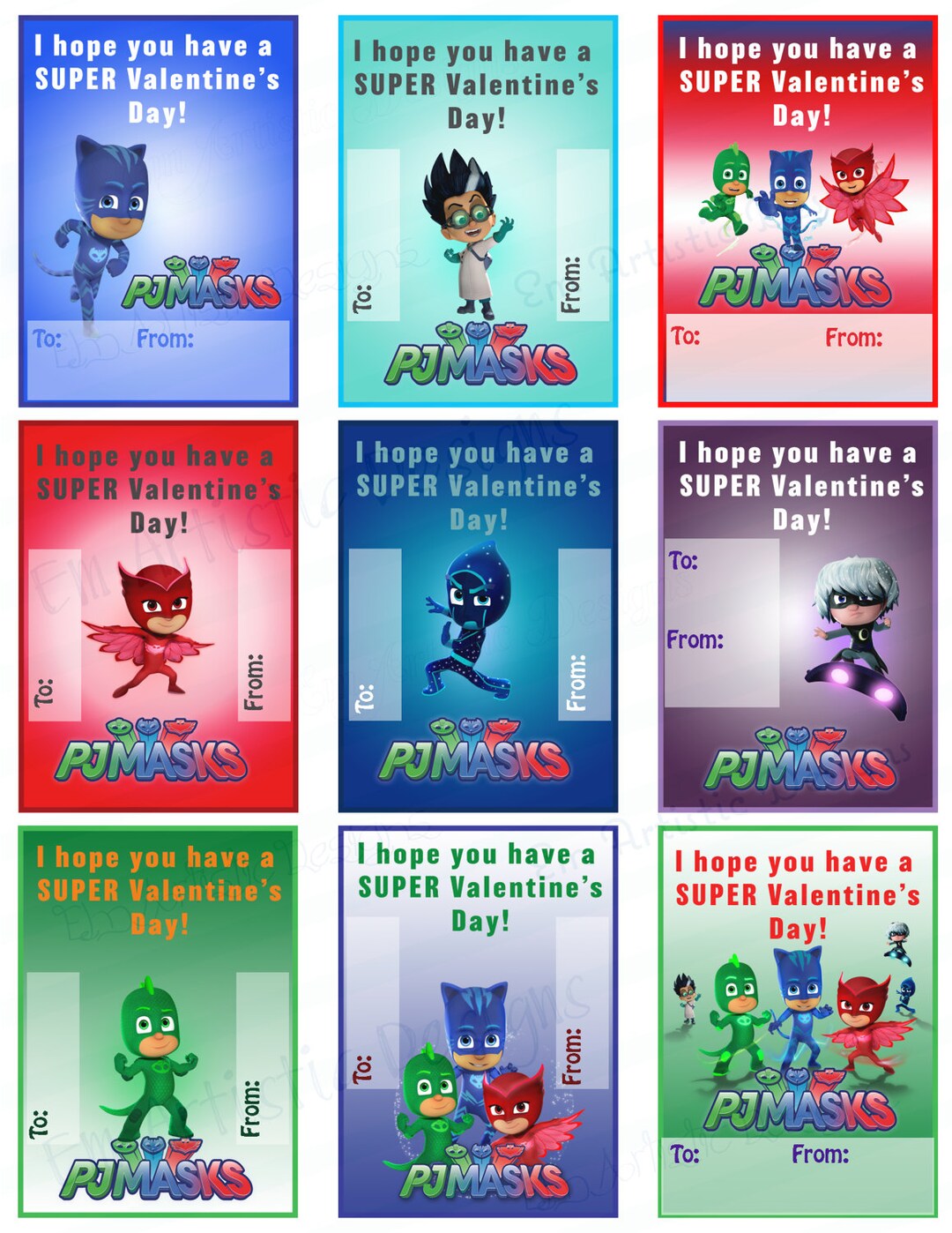 INSTANT DOWNLOAD PJ Masks Super Hero Valentines Download and Print at ... INSTANT DOWNLOAD PJ Masks Super Hero Valentines Download and Print at ...