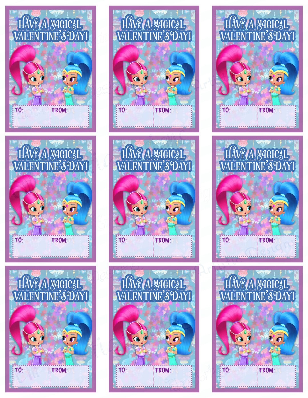 INSTANT DOWNLOAD Shimmer and Shine Valentines} Download and Print at ...