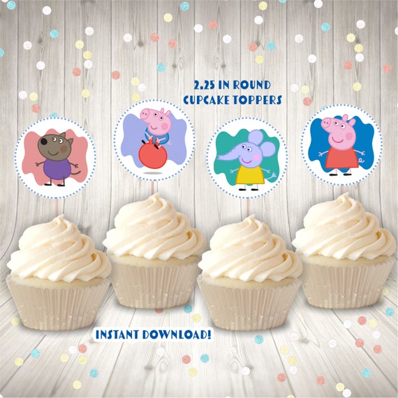 INSTANT DOWNLOAD Piggie Cupcake Toppers Print at Home | Etsy
