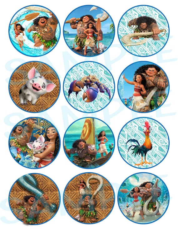 Instant Download Disney S Moana Inspired Cupcake Toppers Etsy