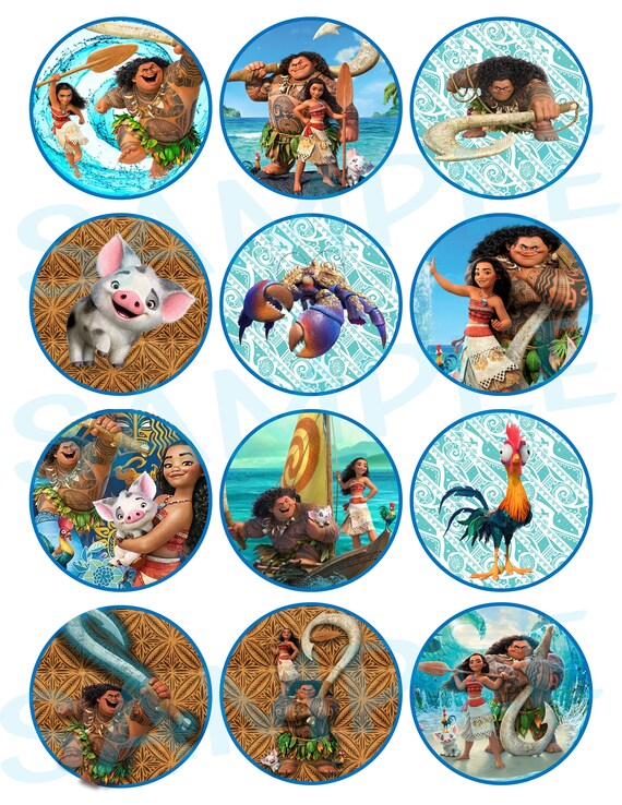 Instant Download Disney S Moana Inspired Cupcake Toppers Etsy