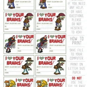 INSTANT DOWNLOAD Plants Vs Zombies Inspired Valentines} Download and ...