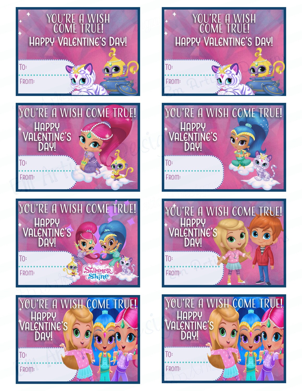 INSTANT DOWNLOAD Shimmer and Shine Valentines Download and | Etsy