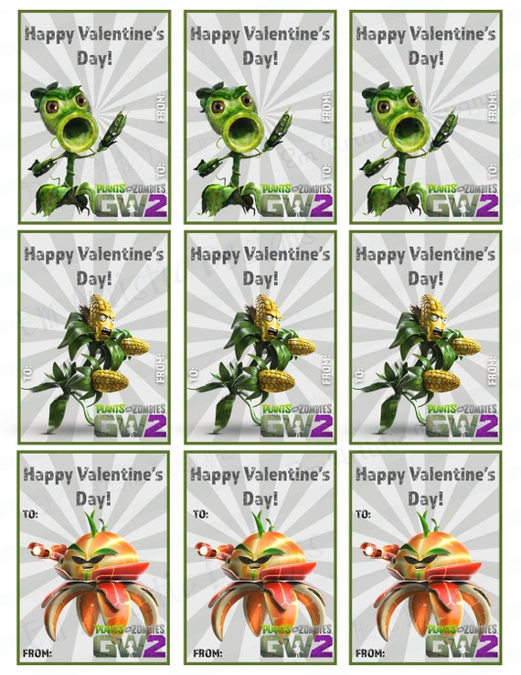INSTANT DOWNLOAD Plants Vs. Zombies Valentines Download and | Etsy ...