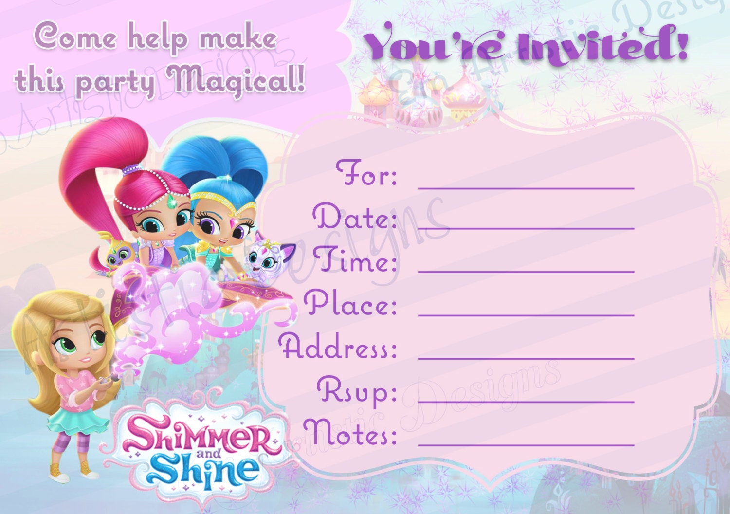 INSTANT DOWNLOAD shimmer and Shine Fill in the Blank - Etsy Hong Kong
