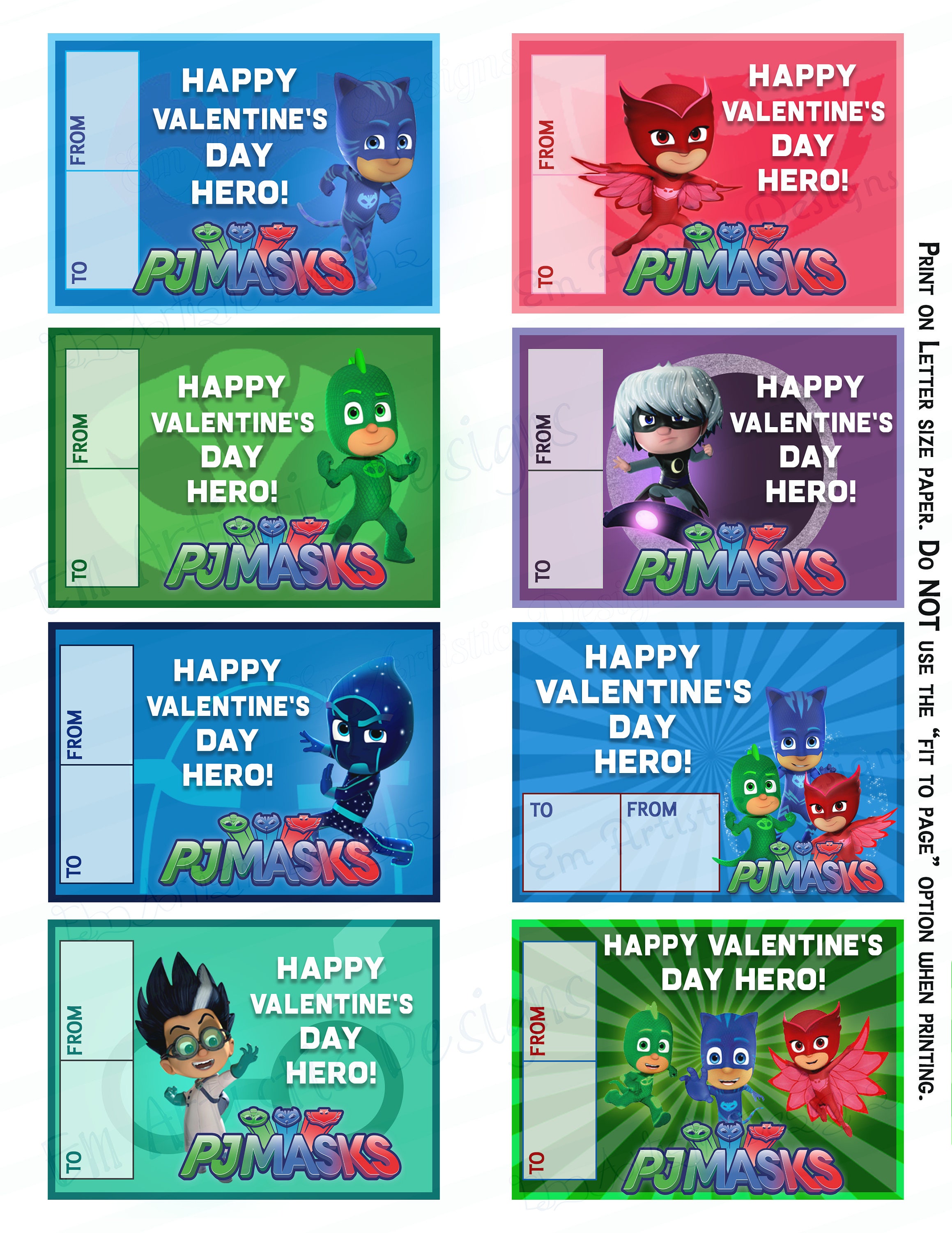 INSTANT DOWNLOAD PJ Masks Super Hero Valentines Download and | Etsy