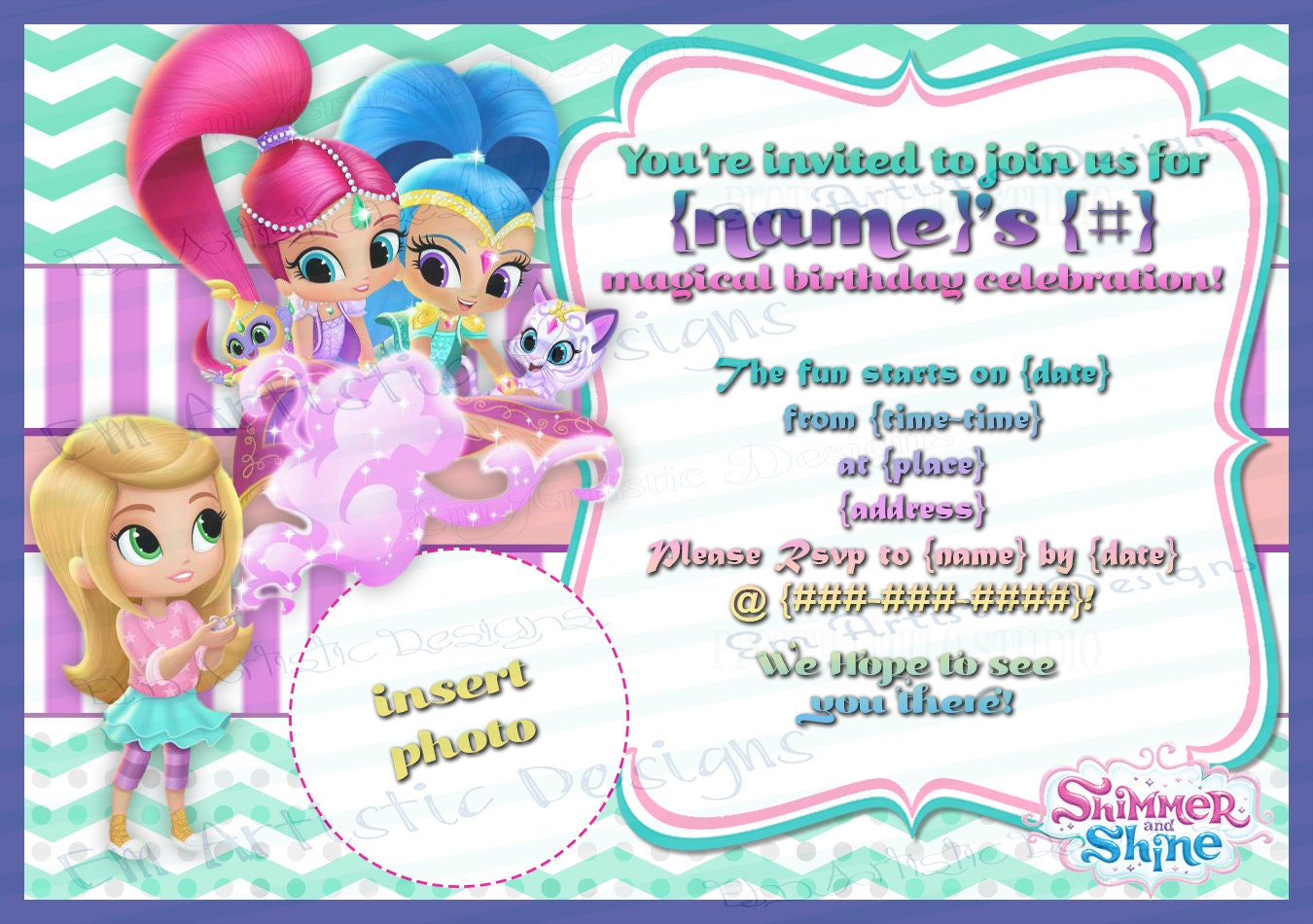 INDIVIDUAL Shimmer and Shine Birthday Party Invitations | Etsy