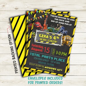 INDIVIDUAL DinoTRUX inspired Birthday Party Invitations}A7}Personalized}Envelopes included}Printed for you by me