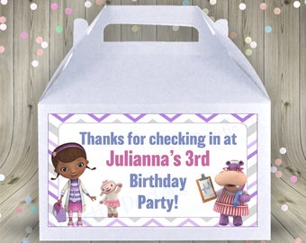 INSTANT DOWNLOAD} Doc McStuffins inspired 6 in x 3.5 in thank you tag, 2 style choices