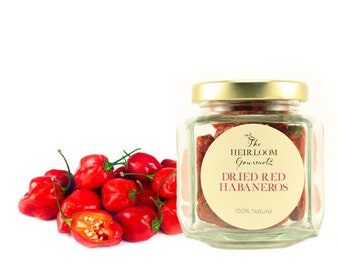 Gourmet Dried Red Habanero Hot Peppers//All Natural//Hew Hampshire Grown//1.5oz