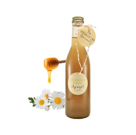 Gourmet Chamomile Honey Simple Syrup // All Natural // New Hampshire Home Grown // 12 oz // cocktail syrup // tea syrup