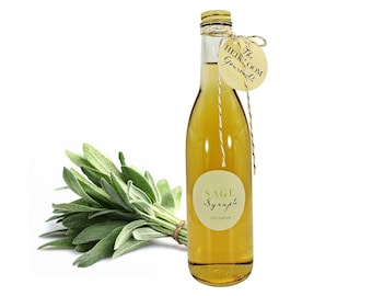 Gourmet Sage Simple Syrup // All Natural // New Hampshire Home Grown // 12 oz // Soda Syrup