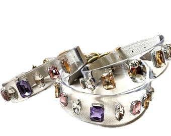 Dog collar with gems/ Gem dog collar