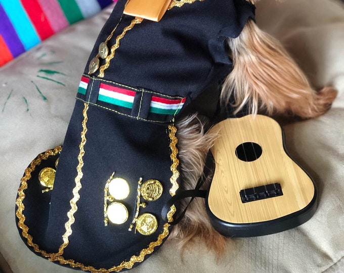 Featured listing image: Mariachi Dog Costume/ Mariachi Outfit for dogs/ Mexican dog costume/ Mariachi dog girl outfit/ Mexican dog outfit/ Cinco de Mayo dog costume