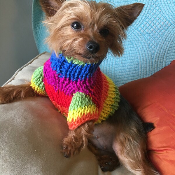 Dog Sweatshirts, Handmade dog sweatshirts, Knitted dog sweaters, Rainbow dog sweaters, Gay pride dog sweaters