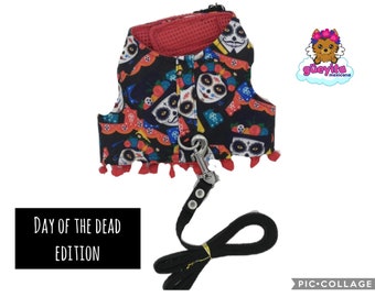 Mexican Dog Harness/ Day of the dead dog harness / Harness Day of the dead edition/Mexican skulls dog harness