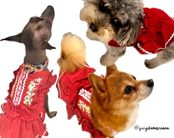 Vestido de corazón para perro/ Vestido de valentines para perritas/ vestido de rayas