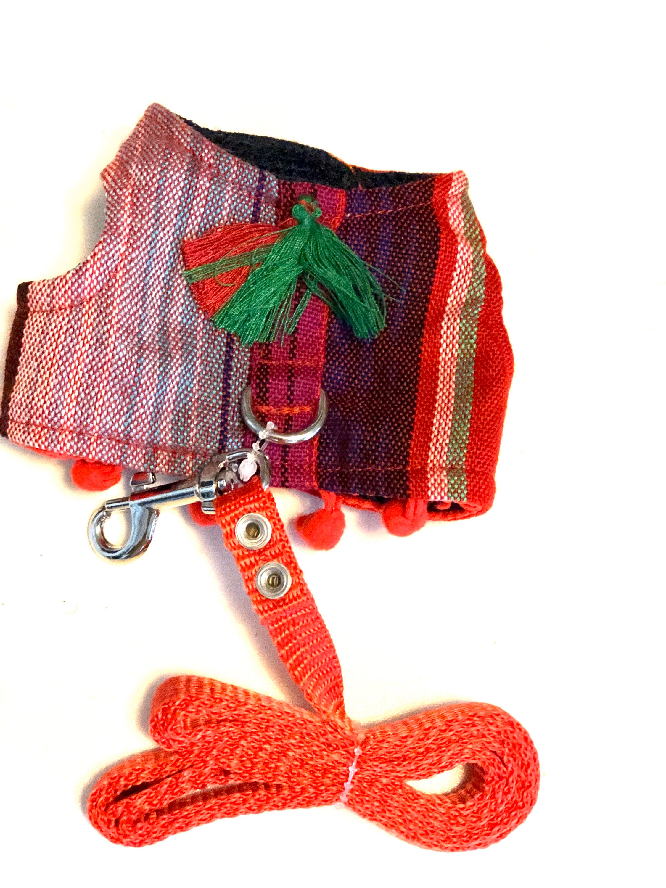 Mexican Dog Harness/ Stripes dog harness / Harness zarape style COLOR RED