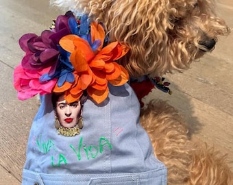 Mexican denim Frida dog jacket/ Mexican Designer denim dog jacket/ Designer Dog Jacket/Mexican dog jacket