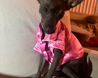 Pink silk PJ&#39;s for dogs/ Silky PJ&#39;s/ Dog Pajamas