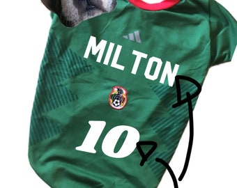 Camisetas para perro de Futbol Mexicano/ Camisetas para perro del mundial/ Camiseta del equipo Mexicano para Bull dogs