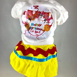 Happy Birthday sets/ Happy Birthday t-shirt and skirt/ Happy Birthday costume for dog girls/ Colorful Happy Birthday Dog set