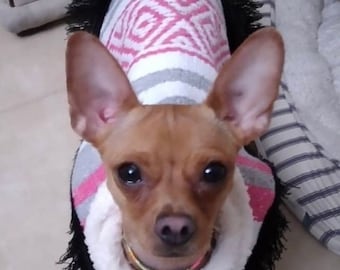 Dog zarape/ Mexican dog cape/ Mexican dog sweater/ Mexican dog Coat fleece-lined/ Dog coat