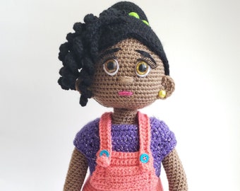 Crochet Doll Pattern - 18 inch crochet doll pattern - Curvy doll pattern- Buttons - Amigurumi doll pattern - PDF Crochet doll pattern