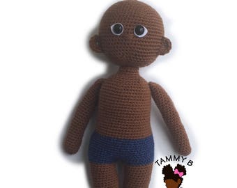 Crochet Doll Pattern - 18 inch crochet doll pattern - Black doll pattern - Basic doll pattern - PDF Crochet doll pattern