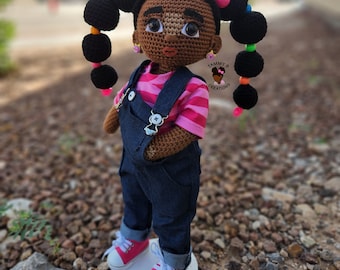 18 -21 inch Handmade Crochet Doll - Vitiligo doll - Crochet Doll - African American doll