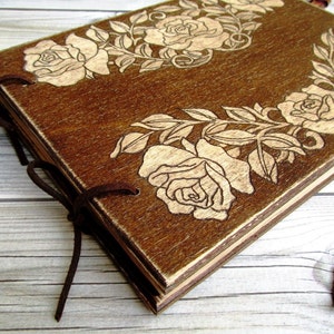 Wedding Guest Book, Wooden book with an engraving handmade, Rustic Wedding, Notebook in a wooden cover Rustic, Unusual gift from wood image 3