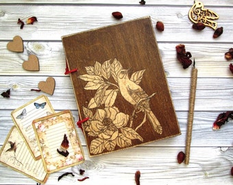 Wooden notebook, Notebook in a wooden cover, Rustic wooden handmade wedding accessory, Wedding Guest Book