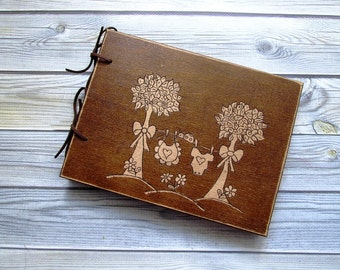 Baby Shower Guest Book, Gift for New Parents, Baby Memory Book, Baby guest book in wooden cover