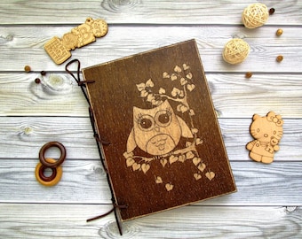 Baby Shower Guest Book, Gift for New Parents, Baby Memory Book, Baby guest book in wooden cover, owl