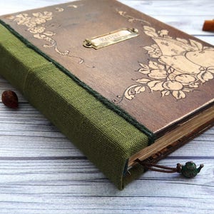 Cookbook, recipe book, wooden book for writing prescriptions, wooden book for records with an engraving handmade. image 4