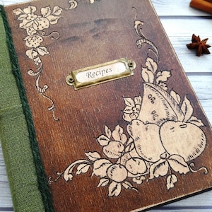 Cookbook, recipe book, wooden book for writing prescriptions, wooden book for records with an engraving handmade. image 3