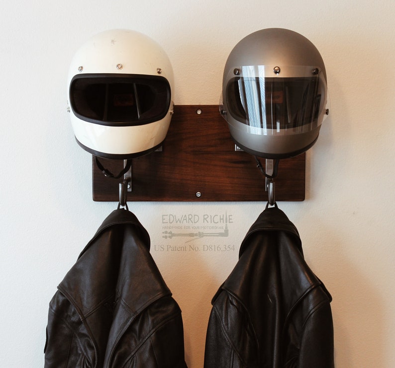 Double Motorcycle Helmet Rack & Jacket Hook Handmade Etsy