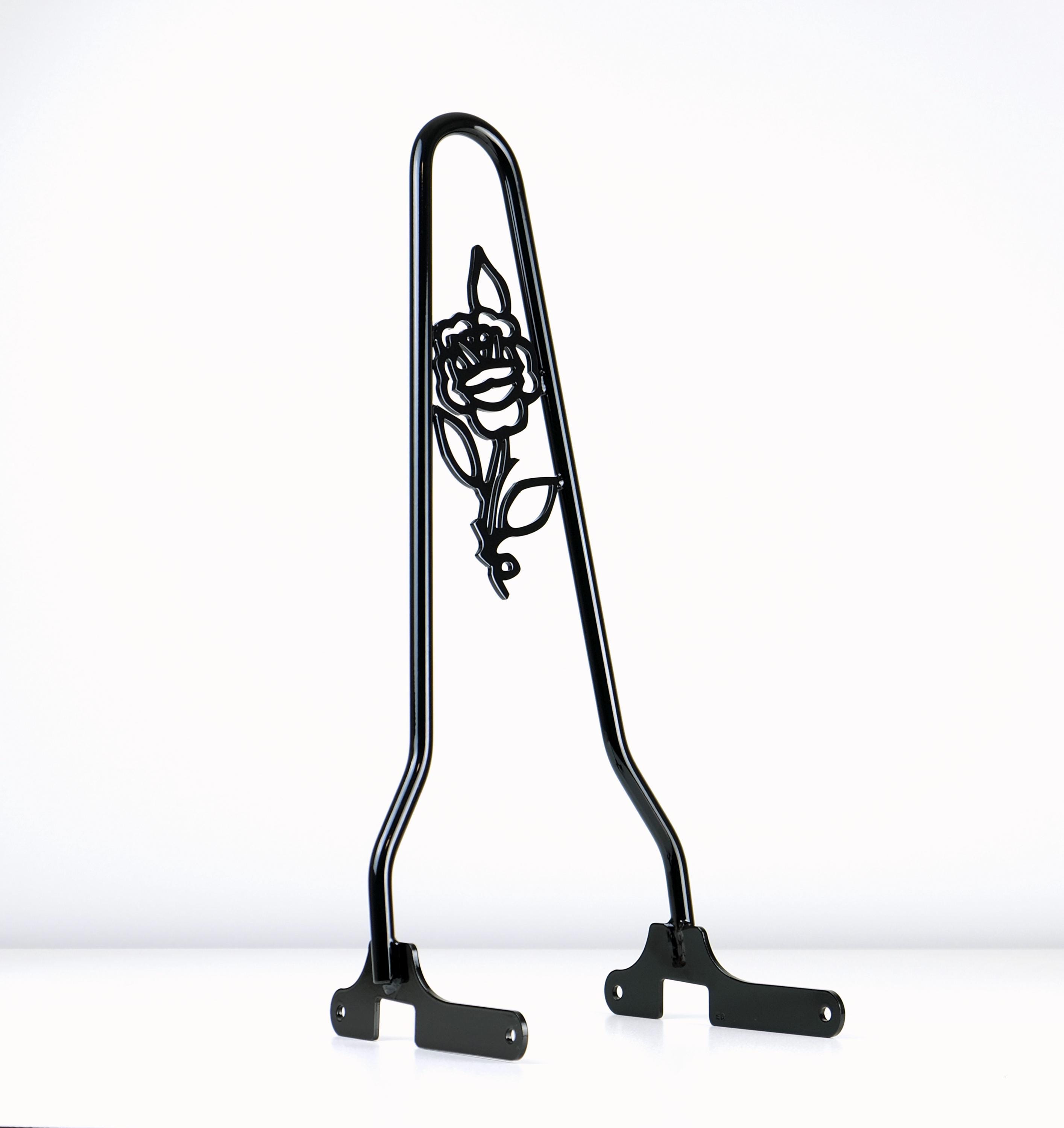 Gloss Black Rose Sissy Bar for 1994-2022 Sportsters