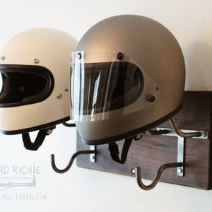 Double Motorcycle Helmet Rack & Jacket Hook, Handmade