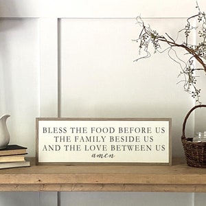 BLESSING PRAYER 8&quot;x23&quot; sign | bless the food before us, the family beside us, and the love between us | farmhouse decor | Kitchen Wall Decor