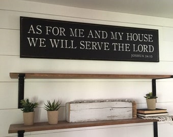 AS FOR Me And My House We Will Serve The Lord - wooden framed sign | Living Room Sign | painted wood sign | Bible Verse Sign | Joshua 24:15
